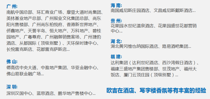 欧吉香氛近期部分客户